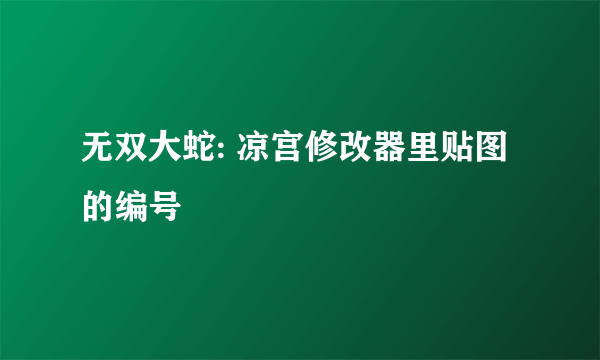 无双大蛇: 凉宫修改器里贴图的编号