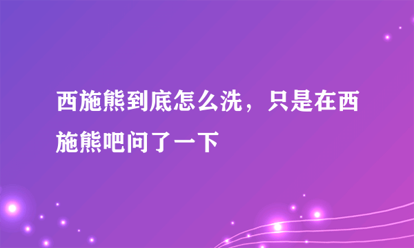 西施熊到底怎么洗，只是在西施熊吧问了一下