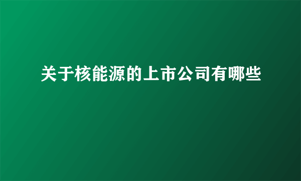 关于核能源的上市公司有哪些