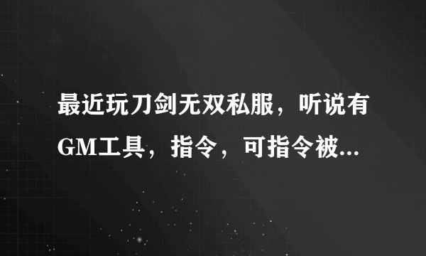 最近玩刀剑无双私服，听说有GM工具，指令，可指令被屏蔽，有谁能够给我给一下GM工具，并教我怎么使用