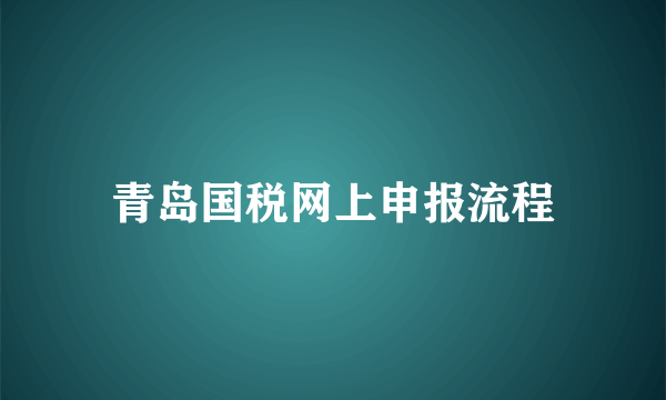 青岛国税网上申报流程