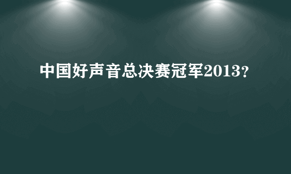 中国好声音总决赛冠军2013？