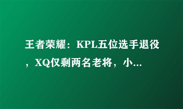 王者荣耀：KPL五位选手退役，XQ仅剩两名老将，小兽退役备受争议