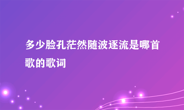 多少脸孔茫然随波逐流是哪首歌的歌词