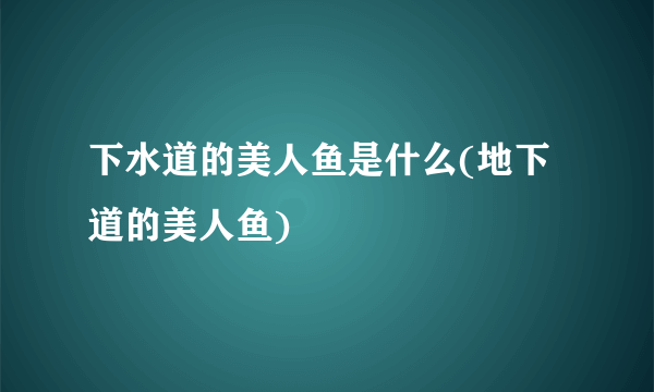 下水道的美人鱼是什么(地下道的美人鱼)