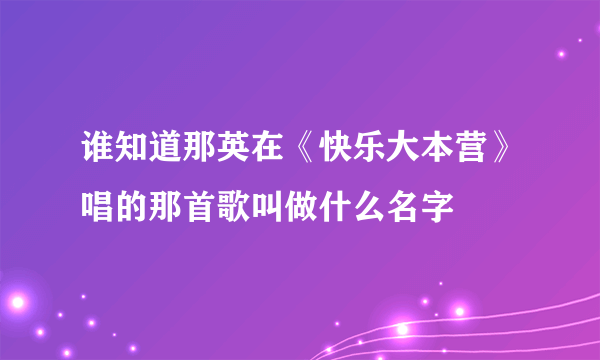 谁知道那英在《快乐大本营》唱的那首歌叫做什么名字