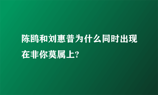 陈鸥和刘惠普为什么同时出现在非你莫属上?