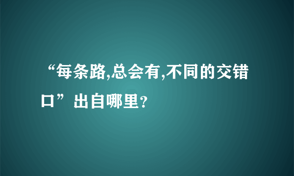 “每条路,总会有,不同的交错口”出自哪里？