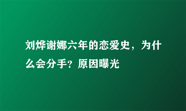 刘烨谢娜六年的恋爱史，为什么会分手？原因曝光