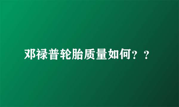 邓禄普轮胎质量如何？？