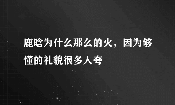 鹿晗为什么那么的火，因为够懂的礼貌很多人夸