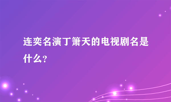 连奕名演丁箫天的电视剧名是什么？