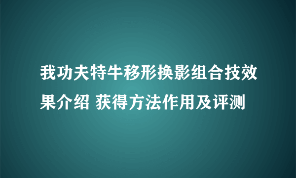 我功夫特牛移形换影组合技效果介绍 获得方法作用及评测