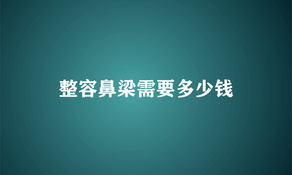 整容鼻梁需要多少钱