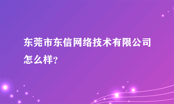 东莞市东信网络技术有限公司怎么样？