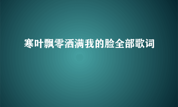 寒叶飘零洒满我的脸全部歌词