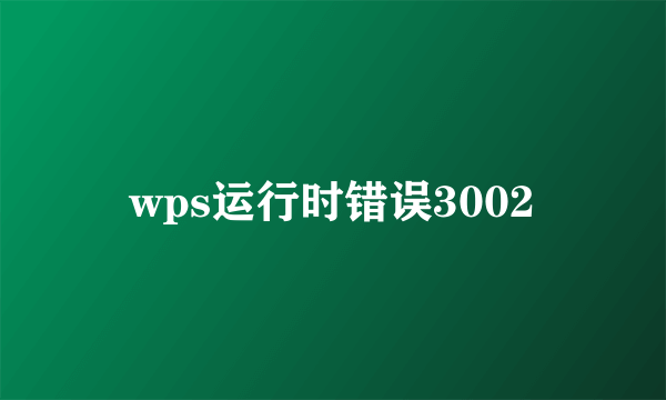 wps运行时错误3002