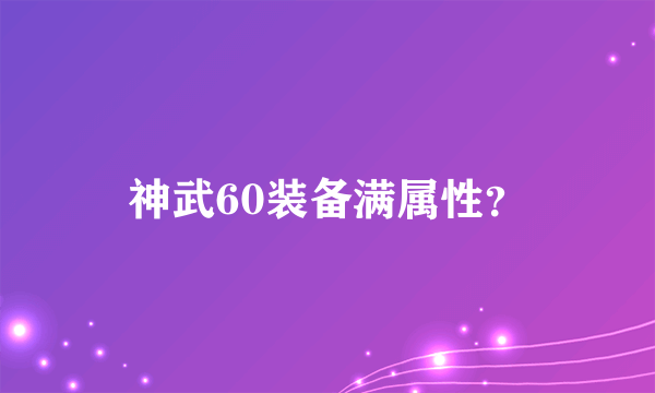 神武60装备满属性？