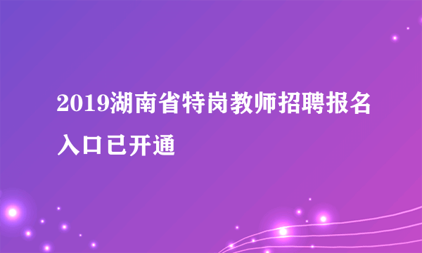 2019湖南省特岗教师招聘报名入口已开通