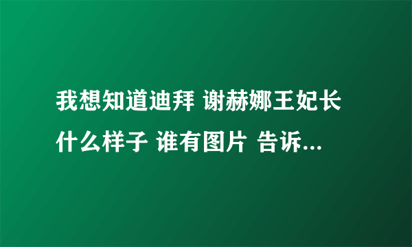 我想知道迪拜 谢赫娜王妃长什么样子 谁有图片 告诉我地址 我再网上找不到 谢了