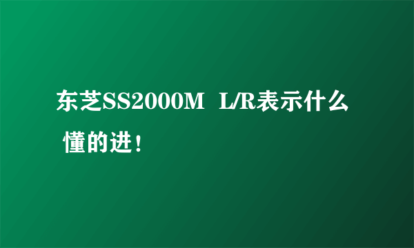 东芝SS2000M  L/R表示什么  懂的进！