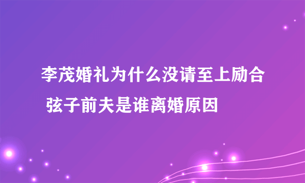 李茂婚礼为什么没请至上励合 弦子前夫是谁离婚原因