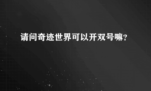 请问奇迹世界可以开双号嘛？