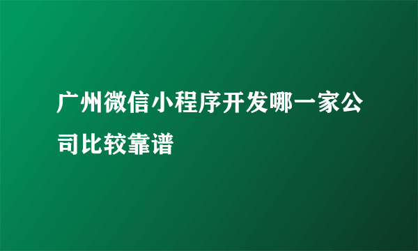 广州微信小程序开发哪一家公司比较靠谱