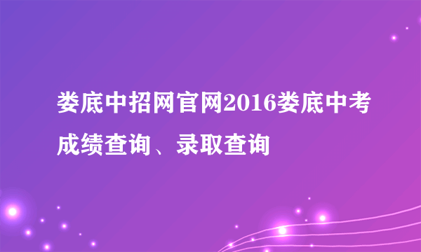 娄底中招网官网2016娄底中考成绩查询、录取查询