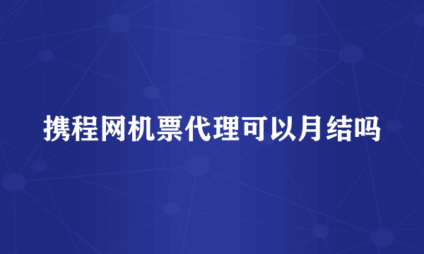 携程网机票代理可以月结吗