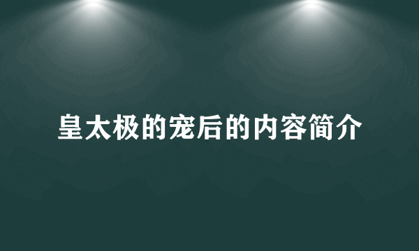 皇太极的宠后的内容简介