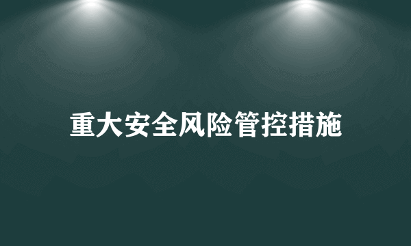 重大安全风险管控措施