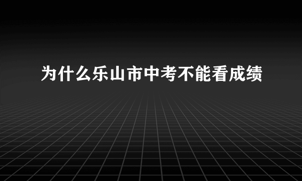 为什么乐山市中考不能看成绩