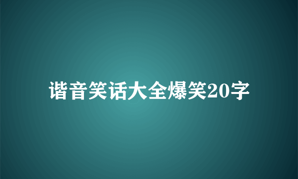 谐音笑话大全爆笑20字