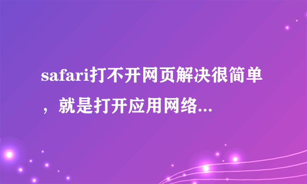 safari打不开网页解决很简单，就是打开应用网络权限，可百度上怎么查不