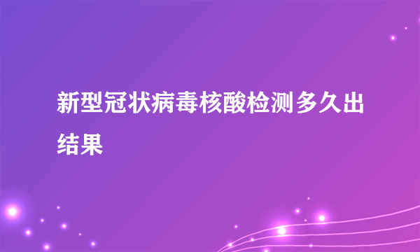 新型冠状病毒核酸检测多久出结果