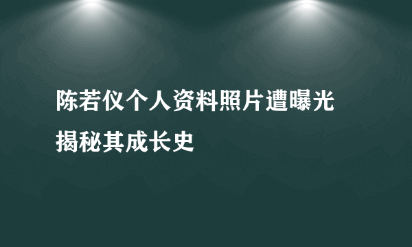 陈若仪个人资料照片遭曝光  揭秘其成长史