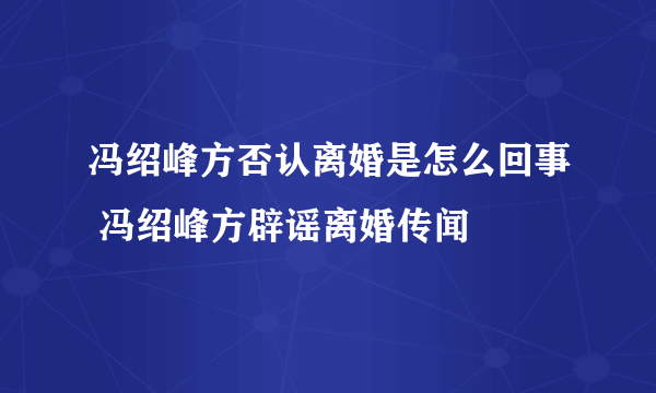 冯绍峰方否认离婚是怎么回事 冯绍峰方辟谣离婚传闻