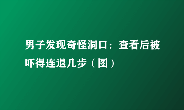 男子发现奇怪洞口：查看后被吓得连退几步（图）