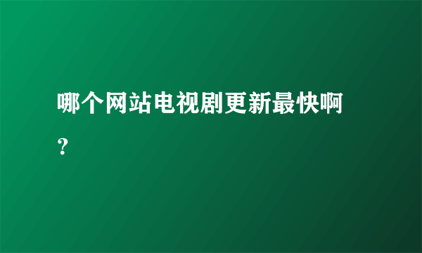 哪个网站电视剧更新最快啊 ？