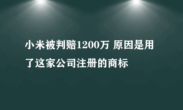 小米被判赔1200万 原因是用了这家公司注册的商标