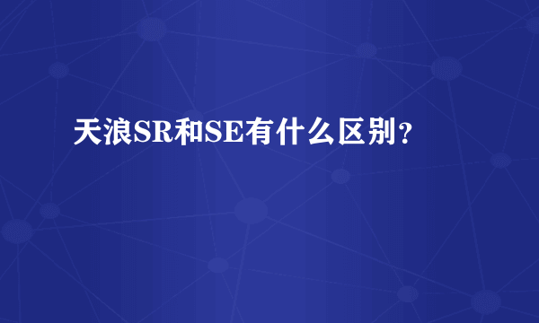 天浪SR和SE有什么区别？