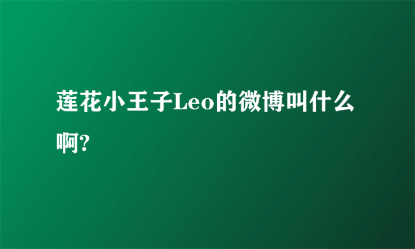 莲花小王子Leo的微博叫什么啊?