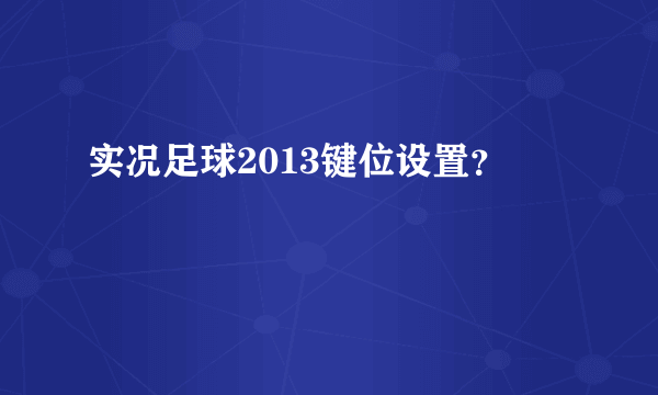 实况足球2013键位设置？