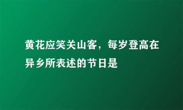 黄花应笑关山客，每岁登高在异乡所表述的节日是