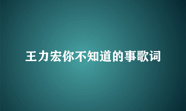 王力宏你不知道的事歌词