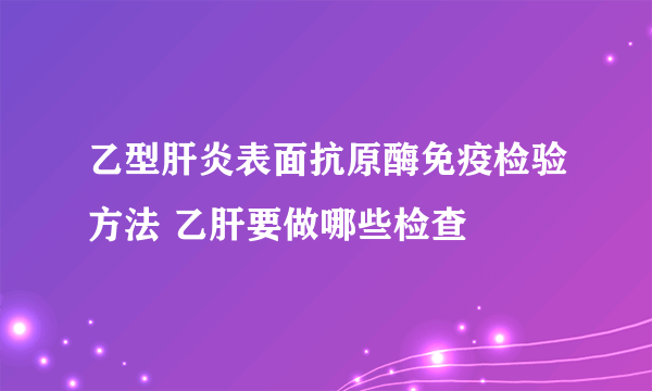 乙型肝炎表面抗原酶免疫检验方法 乙肝要做哪些检查