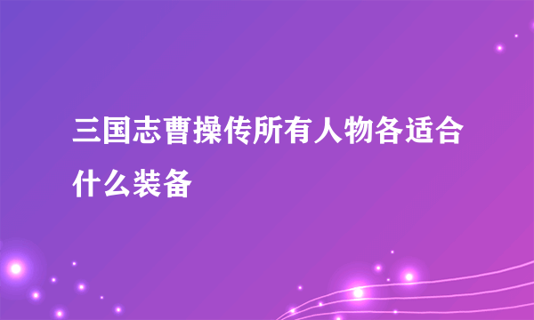 三国志曹操传所有人物各适合什么装备