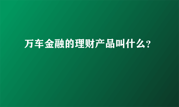 万车金融的理财产品叫什么？