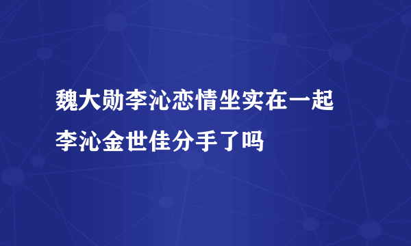 魏大勋李沁恋情坐实在一起 李沁金世佳分手了吗